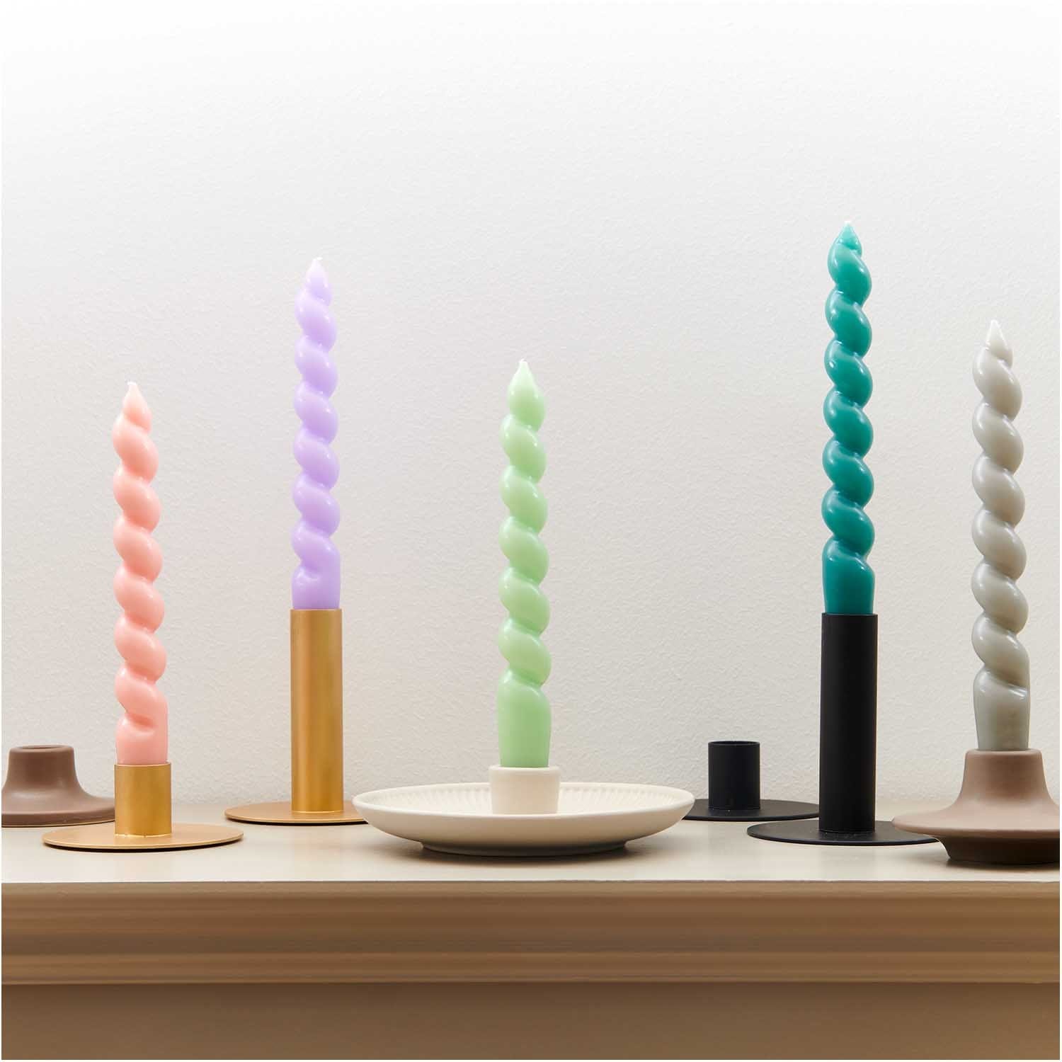 Spiral Candles | Mint Spiral Candles UK | Pretty Little Party Rico Design