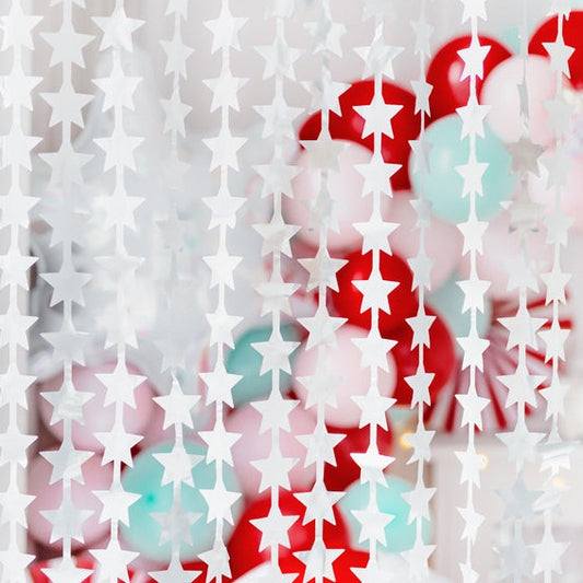 Silver Star Party Backdrop Curtain