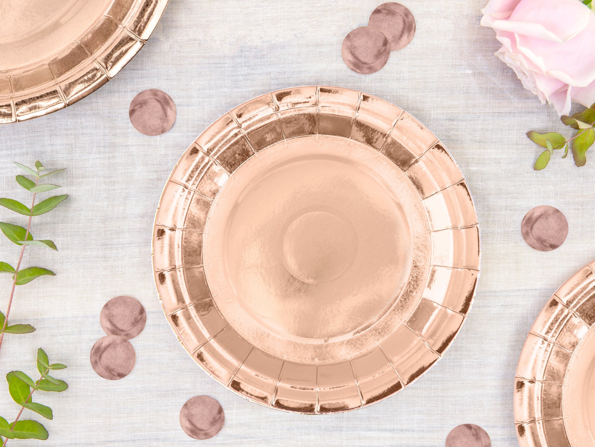 Pale Rose Gold Small Paper Plates | Plain Party Plates and Cups Party Deco