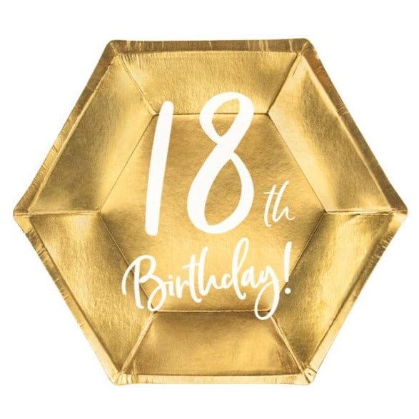 18th Birthday Party Plates Gold | Milestone Party Supplies UK Party Deco
