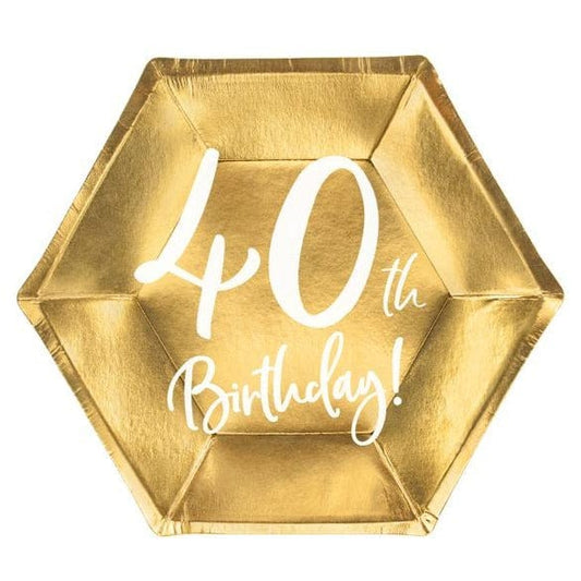 40th Birthday Party Plates Gold | Milestone Party Supplies UK Party Deco