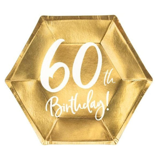60th Birthday Party Plates Gold | Milestone Party Supplies UK Party Deco