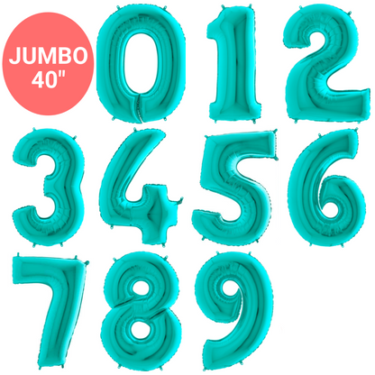 Big Balloon Numbers | Tiffany Blue Large Foil Number Balloons Pretty Little Party Shop