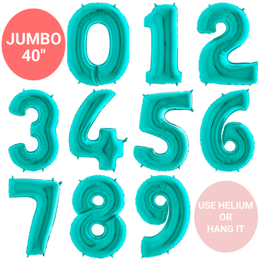 Big Balloon Numbers | Tiffany Blue Large Foil Number Balloons Pretty Little Party Shop