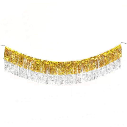 Gold Tinsel Fringe Garland | Layered Tassel Backdrop for Parties