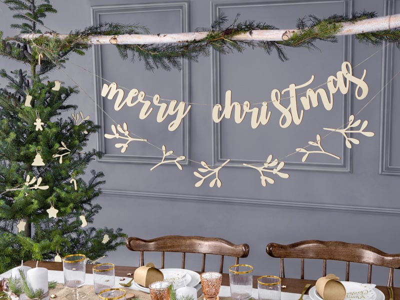 Wooden Christmas Garland | Stylish Christmas Decorations UK Party Deco