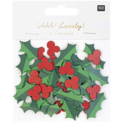 Christmas Holly Wooden Confetti | Eco Confetti  Rico Design