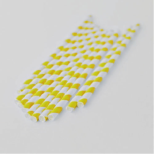 Yellow Striped Paper Straws UK