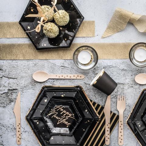 Black Luxury Party Plates | Gatsby Party | Grown up Party Supplies Party Deco