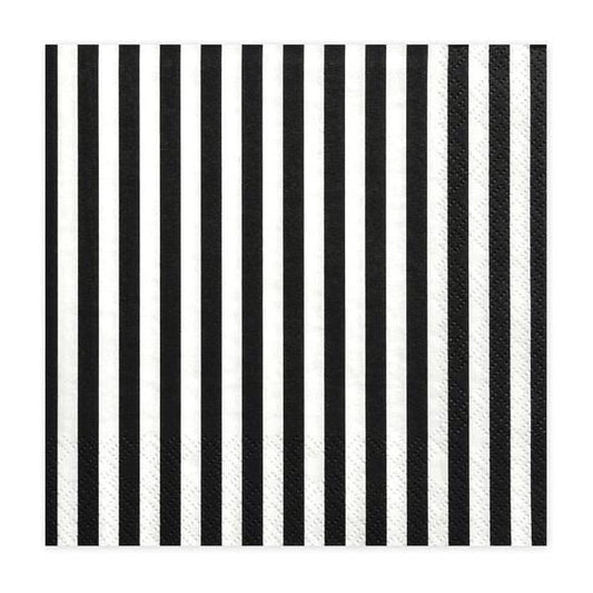 Striped Party Napkins Black | Black and White Party Napkins Party Deco