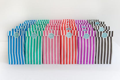 Red Striped Party Bags | Candy striped Paper Bags | Party Bags UK playwrite