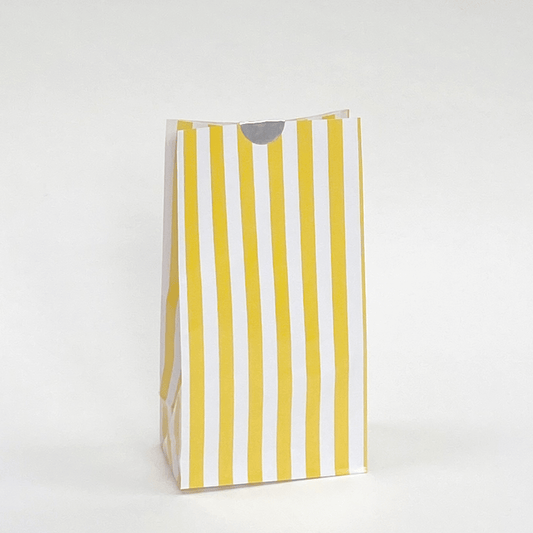 Yellow Striped Party Bags | Candy striped Paper Bags | Party Bags UK playwrite