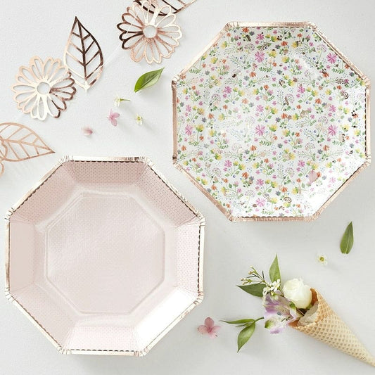Rose Gold Floral Paper Plates | Ditsy Flora Parties | Ginger Ray Ginger Ray