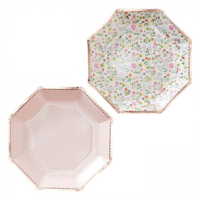 Rose Gold Floral Paper Plates | Ditsy Flora Parties | Ginger Ray Ginger Ray