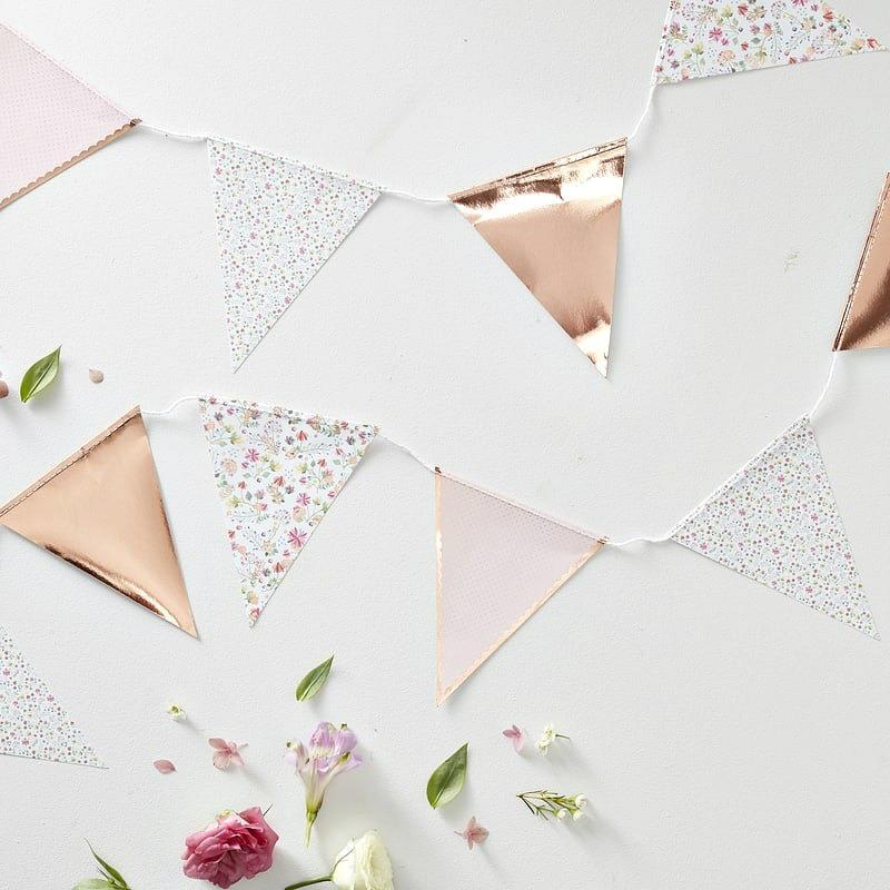 Ditsy Floral Rose Gold Party Bunting | Party Wedding Bunting Ginger Ray