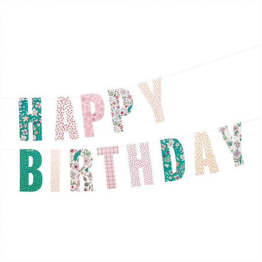 Floral Happy Birthday Garland - Hygge | Pretty Little Party Shop YEY! Lets Party