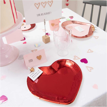 Glossy Heart Plates - Pink Heart Plates | Valentines Party Supplies YEY! Lets Party