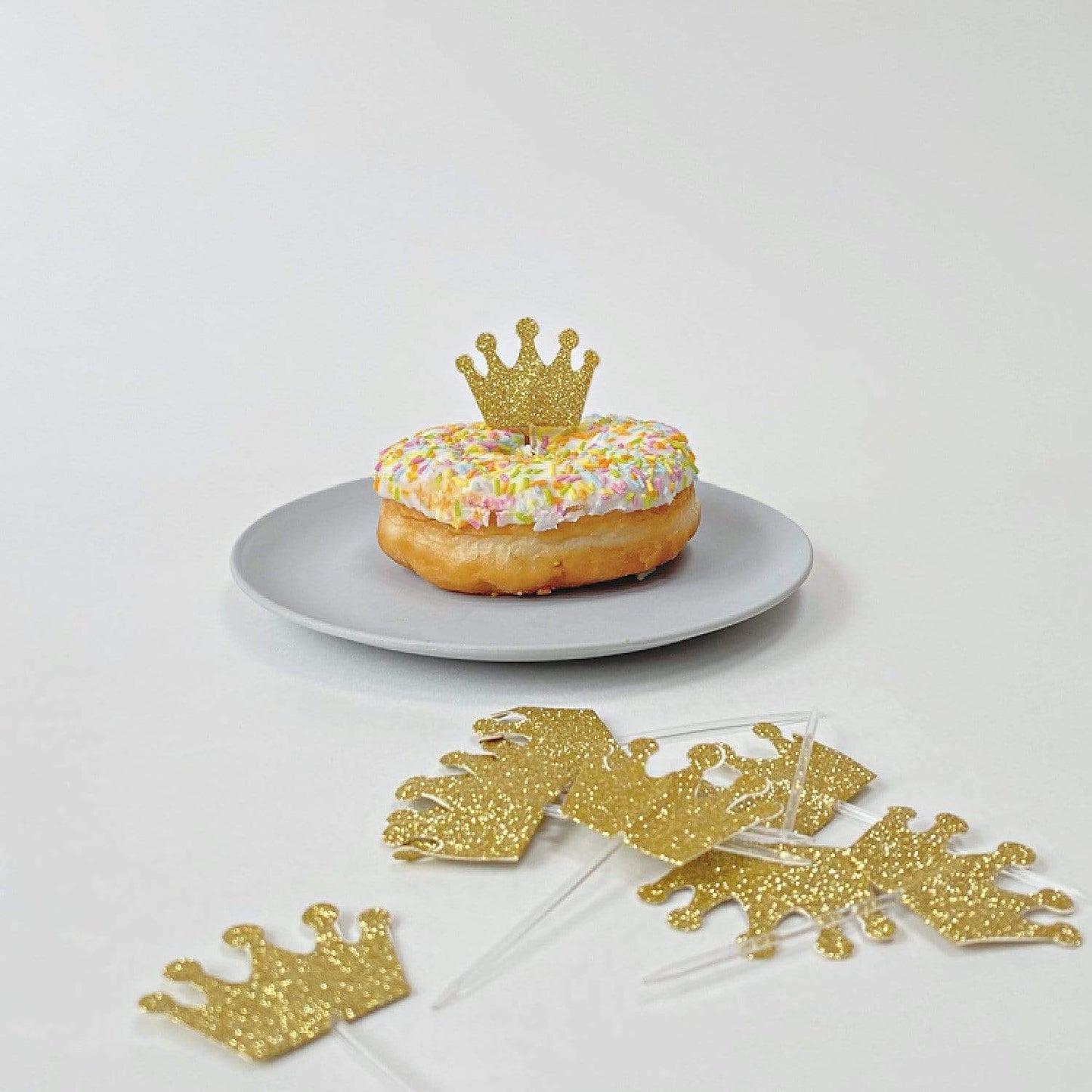 Crown Cupcake Toppers | Princess Cake Topper Flags Gold UK Creative Converting