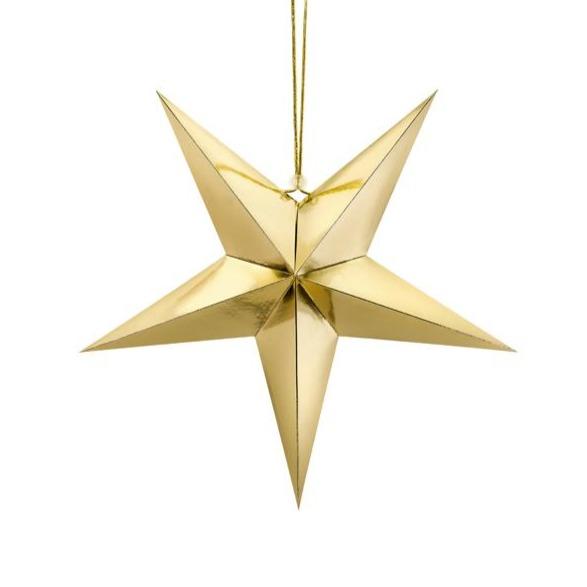 Gold Hanging Star Decoration | Beautiful Christmas Decorations UK Party Deco