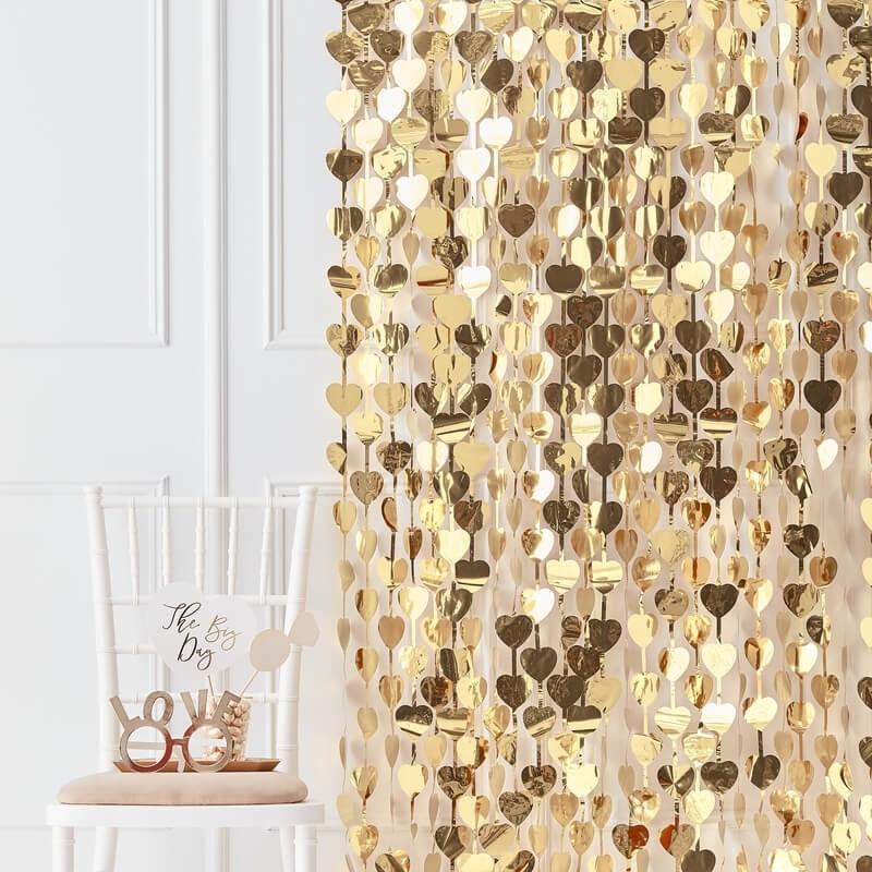 Gold Heart Backdrop | Party Backdrops | Party Props and Decorations Ginger Ray