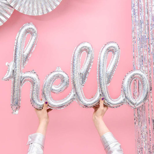 Holographic Hello Script Balloon | Coolest Balloons Online Party Deco