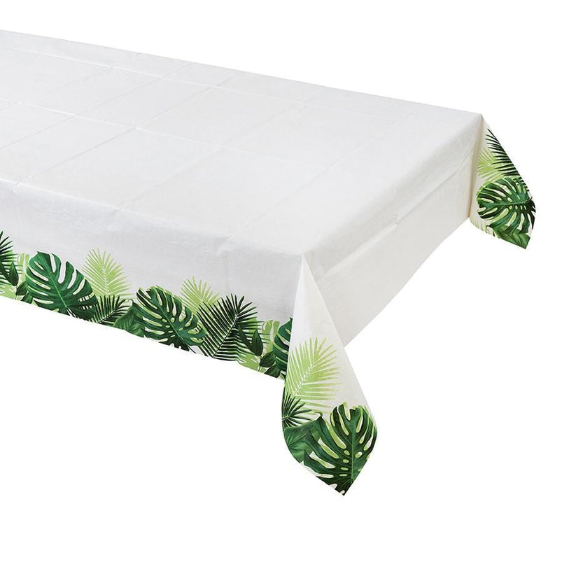 Jungle Palm Leaf Paper Tablecloth Tropical Partyware Talking Tables