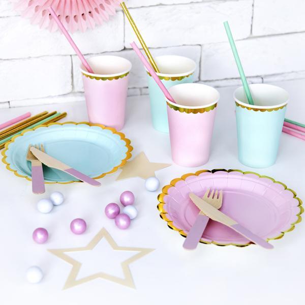 Unique Glitz Birthday Paper Cake Plates - 8 Count, Pink, 7 Inch Dessert Plates