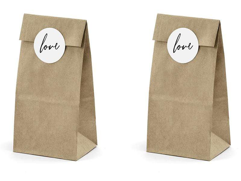 Wedding Favour Bags with Stickers | Simple Kraft Treat Bags  Party Deco