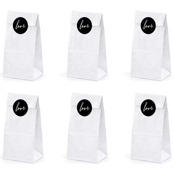 Wedding Favour Bags with Stickers | Simple White Treat Bags  Party Deco