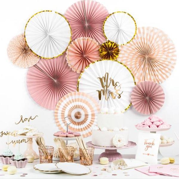 Paper Fan Decorations | Blush Wedding Paper Decorations UK Party Deco
