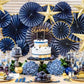 Paper Fan Decorations | Navy Wedding Paper Decorations UK Party Deco