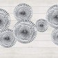 Paper Fan Decorations | Silver Wedding Paper Decorations UK Party Deco