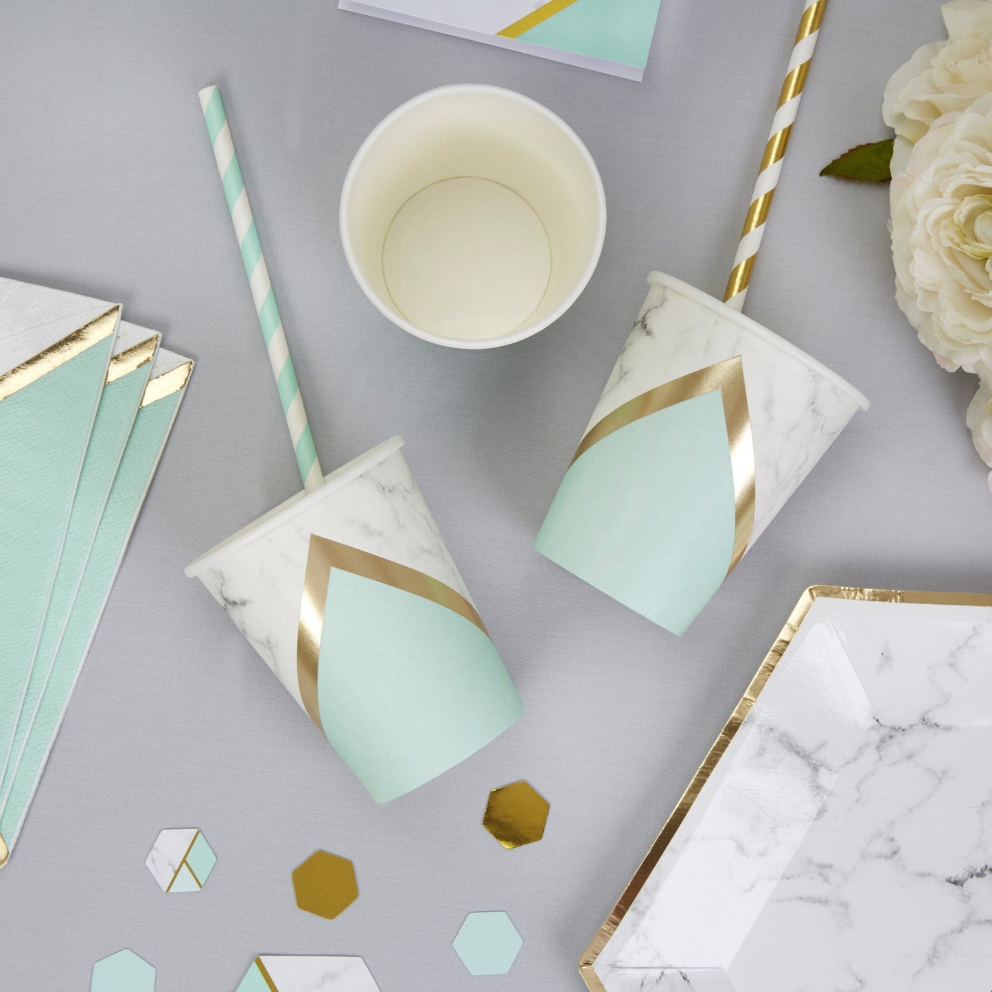 Mint Marble Paper Cups | Luxury Paper Cups | Modern Party Supplies  neviti