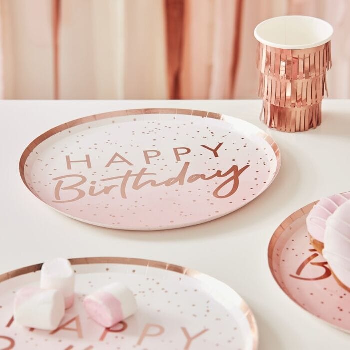 Ditsy Floral Rose Gold Party Party Plates | Pretty Party Plates UK Ginger Ray