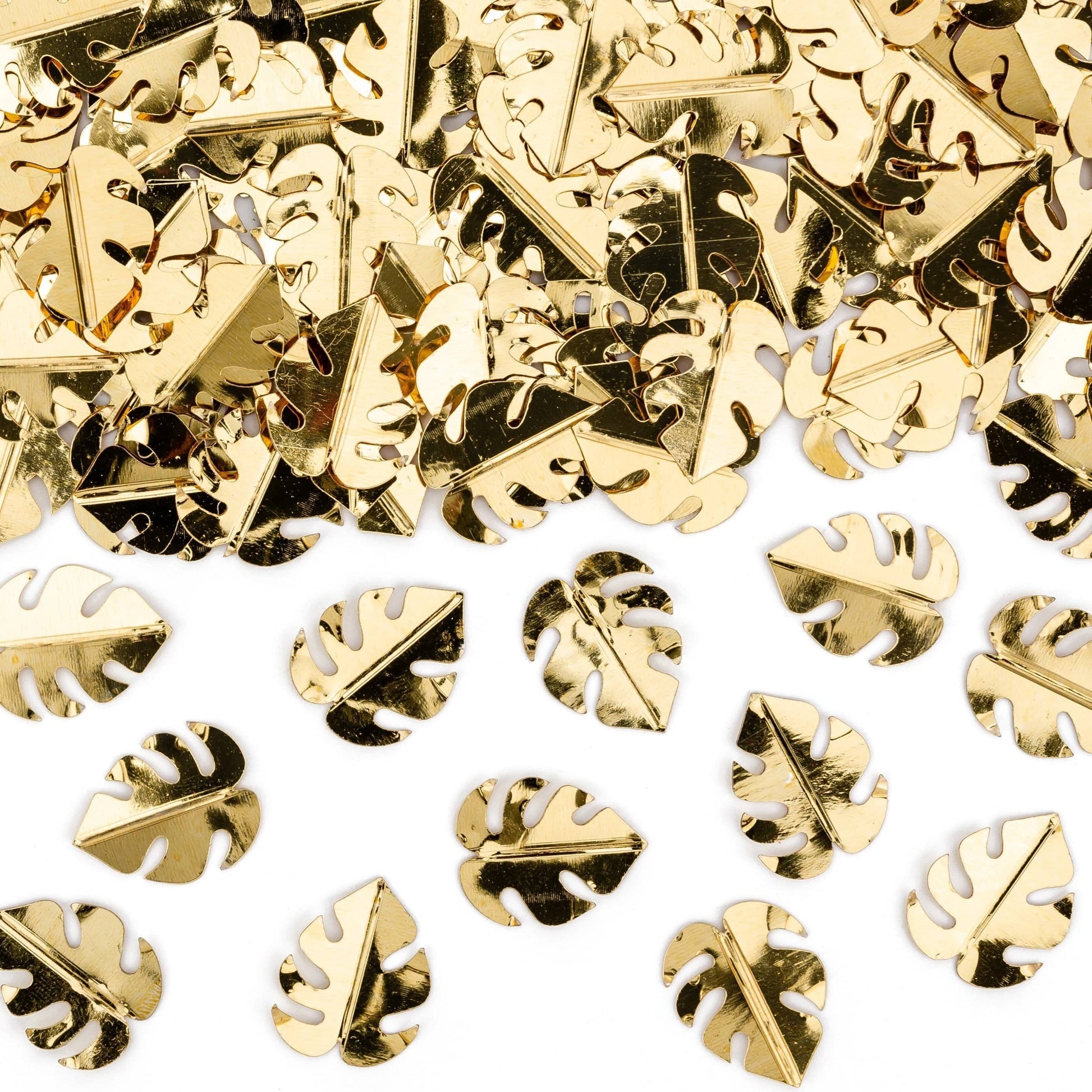 Tropical Leaf Confetti | Gold Monsterra Leaves Confetti Shapes Party Deco