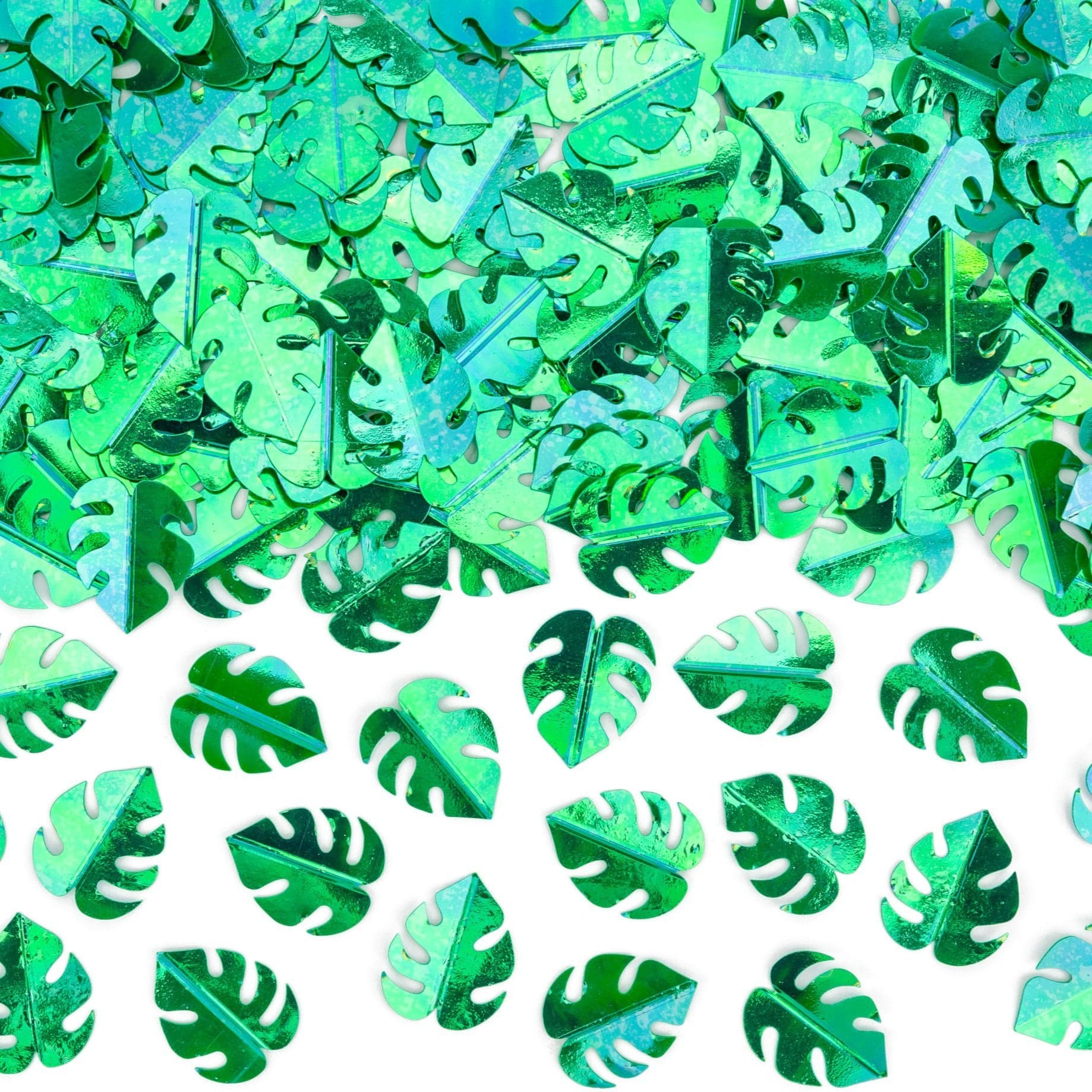 Tropical Leaf Confetti | Green Monsterra Leaves Confetti Shapes Party Deco