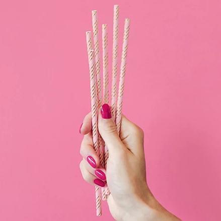 Pink & Gold Striped Paper Straws | Pretty Little Party Shop UK Party Deco