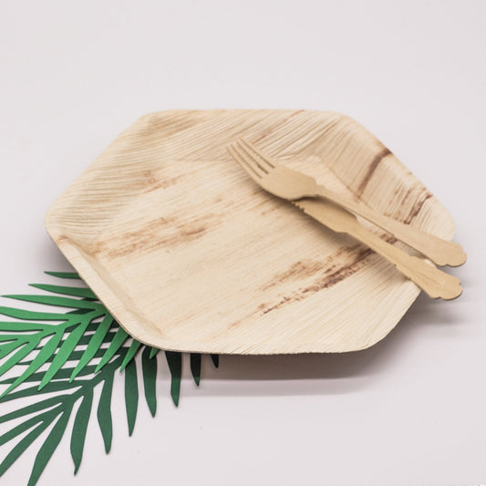 Eco Disposable Biodegradable Palm Leaf Plates | Hexagonal Palm Leaf LondonBio