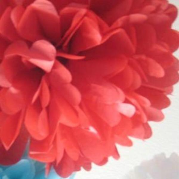 Red Paper Pompoms | Paper Poms in all the colours Unique