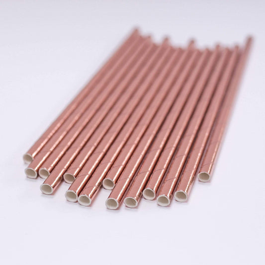 Rose Gold Striped Paper Straws | Pretty Little Party Shop UK Party Deco