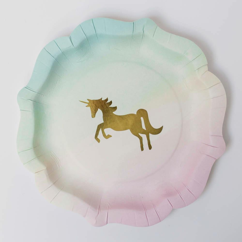 Pastel Unicorn Plates | Party Paper Plates | Modern Party Tableware Talking Tables