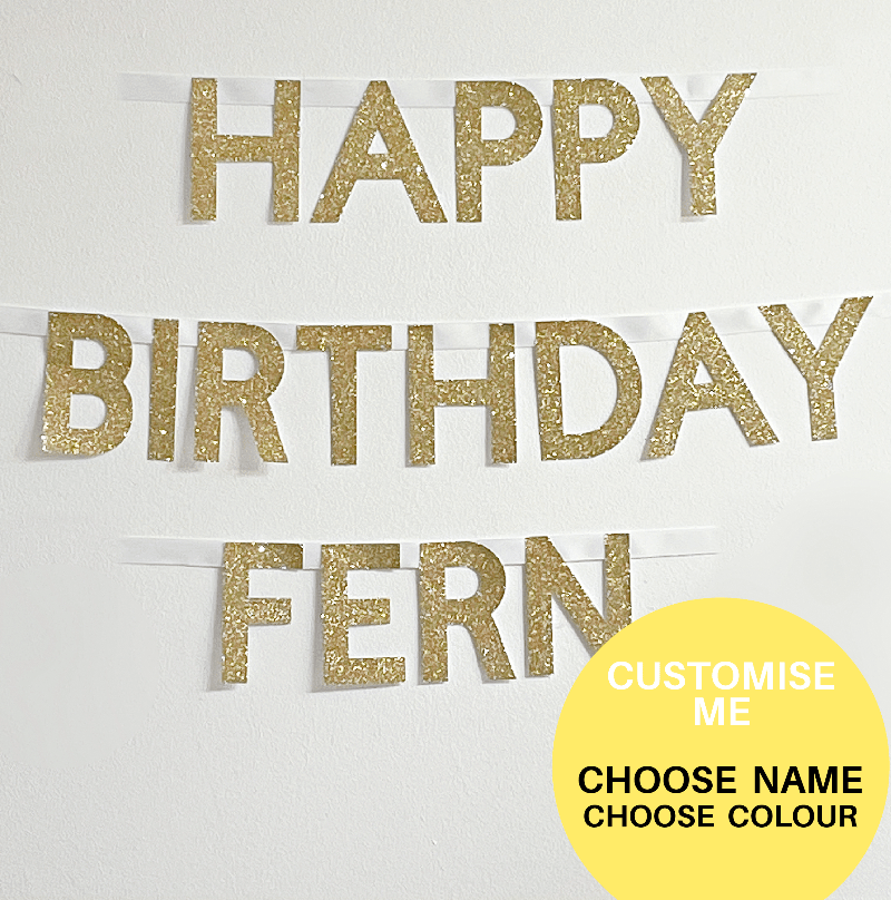 Custom Birthday Banner Personalised Happy Birthday Bunting Pretty