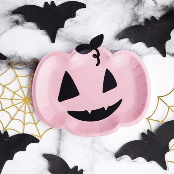 Modern Pink & Black Halloween Party Supplies UK | Pumpkin Plates Party Deco