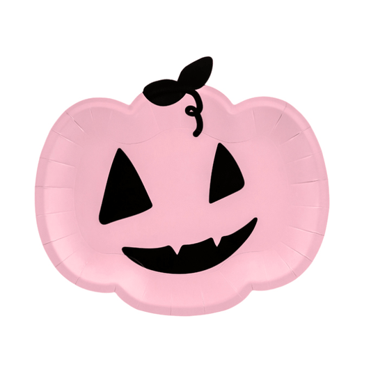 Modern Pink & Black Halloween Party Supplies UK | Pumpkin Plates Party Deco