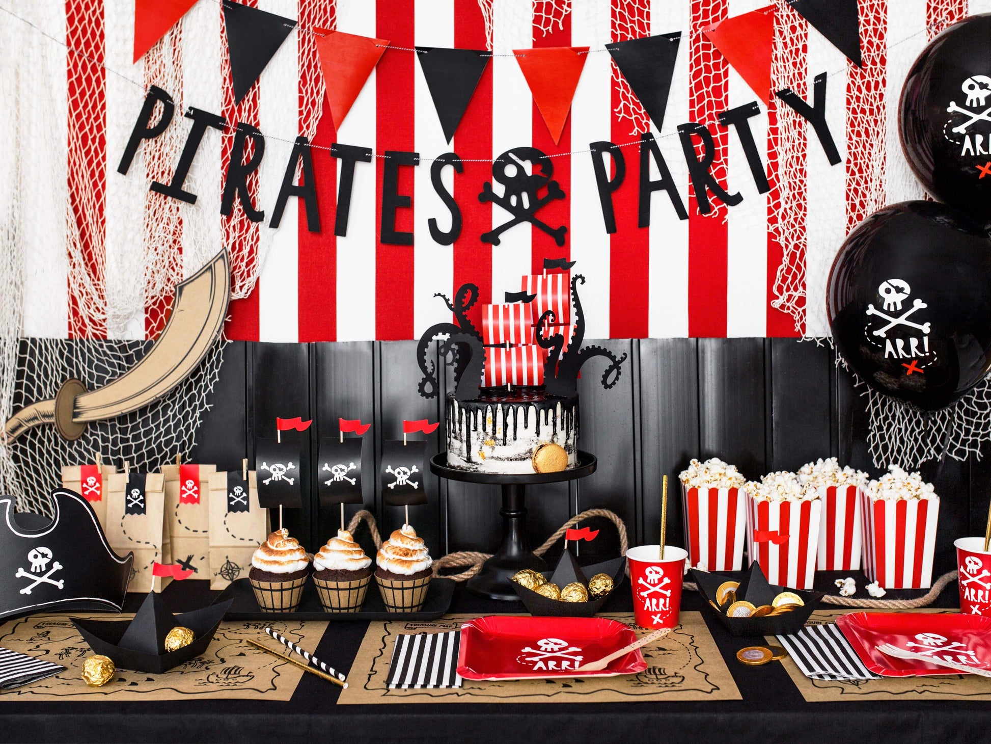 Pirate Party Bags | Cool Kids Party Supplies | Pretty Little Party Party Deco