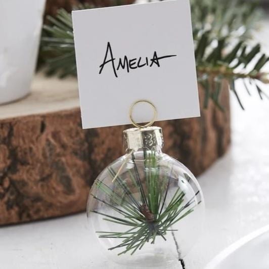 Glass Bauble Place Card Holders | Christmas Table Supplies Ginger Ray