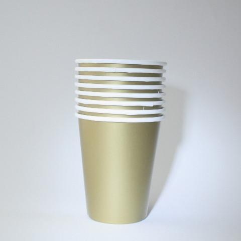 Gold Paper Cups | Plain Party Cups & Plates | Solid Colour Unique