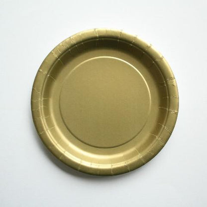 Gold Paper Plates | Plain Party Plates & Cups | Solid Colour Unique