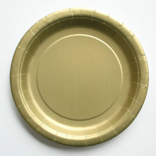 Gold Paper Plates | Plain Party Plates & Cups | Solid Colour Unique