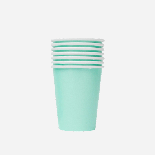 Plain Mint Paper Party Cups UK